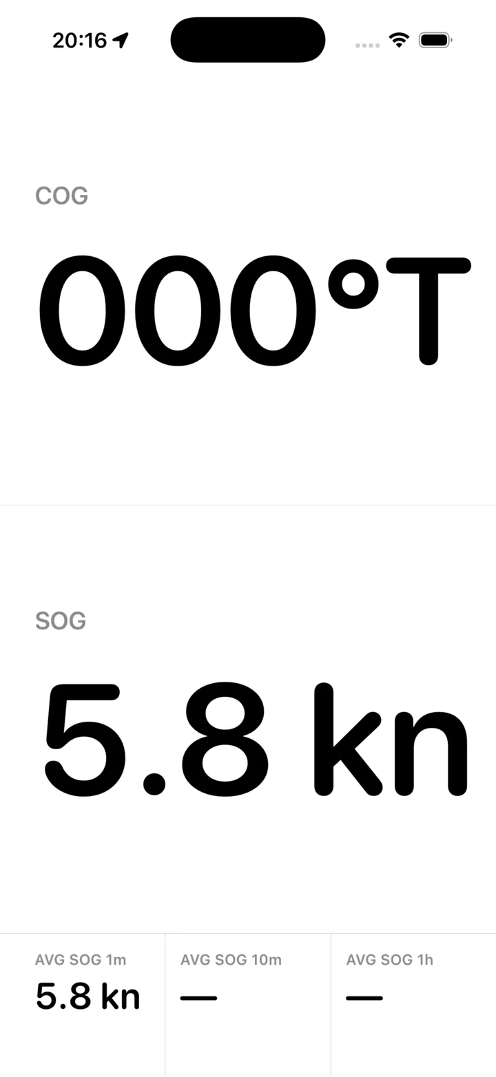 Rhumb Instruments showing course over ground, speed over ground, and average speed